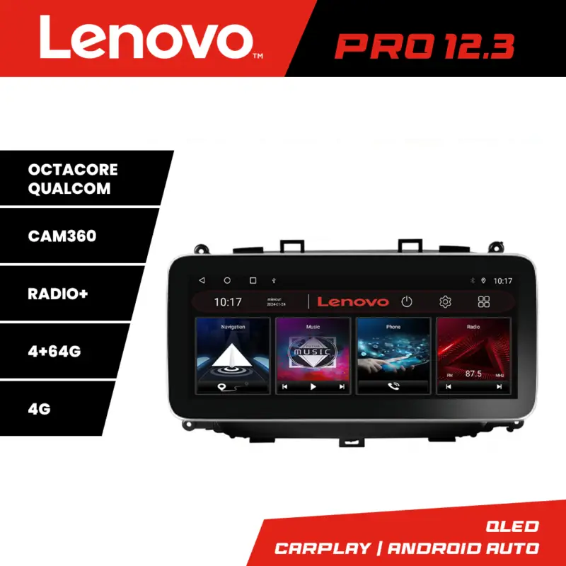 Navigație Android Kia Carens 2013-2018 Lenovo PRO 12.3 QLED 4G 4+64GB Livrare expres