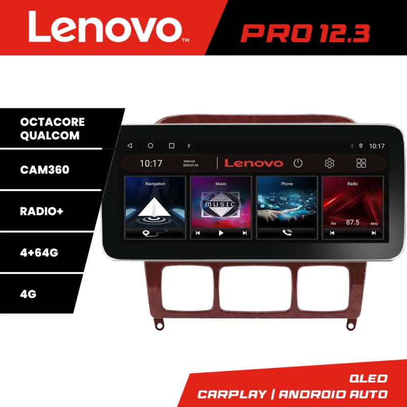 Plată sigură Navigație Mercedes Clasa S W220 1998-2005 Lenovo Pro 12.3 QLED 4G 4+64GB