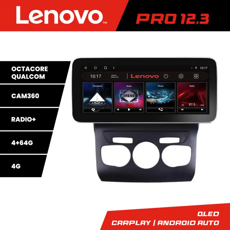 Plată sigură Navigatie Lenovo PRO 12.3 QLED 4GB+64GB pentru Citroen C4 2011-2016