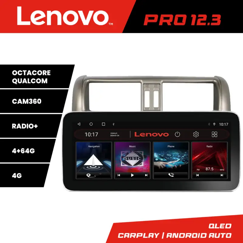 Navigatie Toyota Prado 2010-2013 Lenovo PRO 12.3 QLED 4G DSP 4+64GB Ieftin