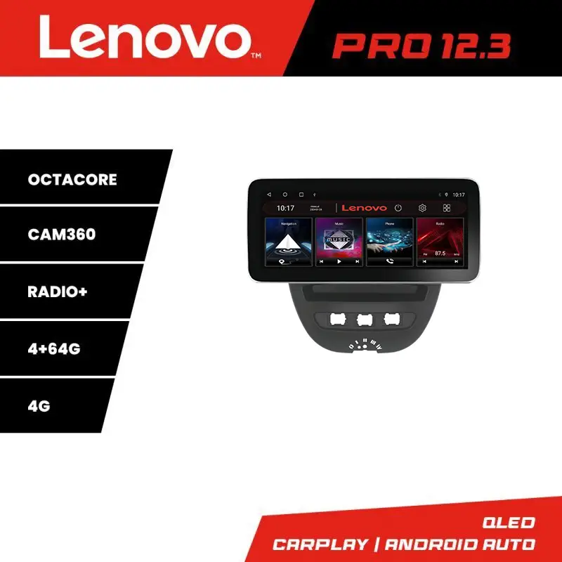 Navigație Android 12.3 QLED 4G pentru Citroen C1, Peugeot 107 și Toyota Aygo 2005-2014 Lichidare de stoc