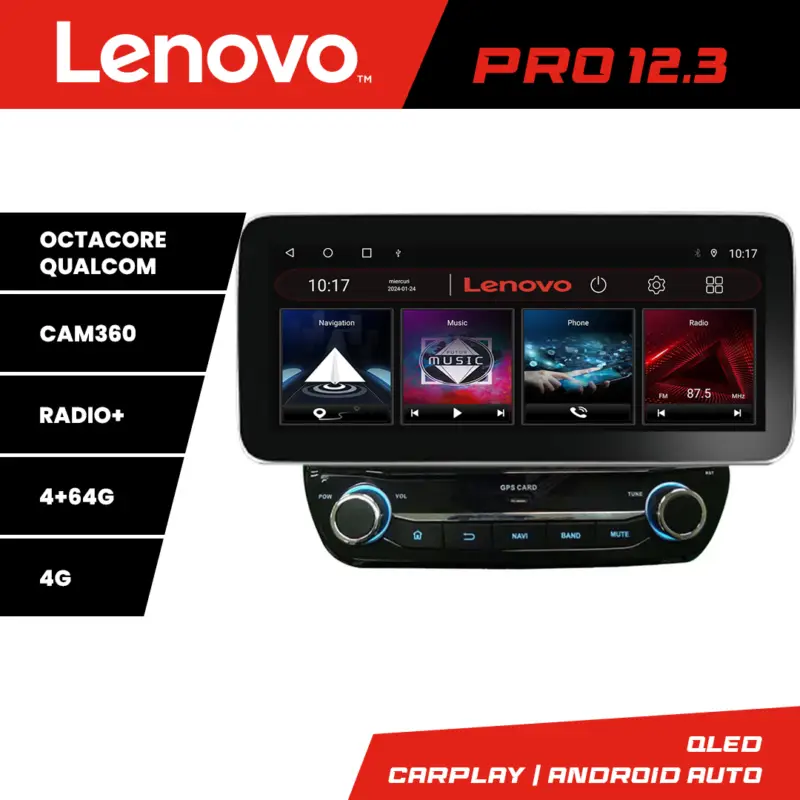 Navigație dedicată Ford Fiesta 2017-2022 Lenovo PRO 12.3 QLED 4G 4+64GB Ieftin