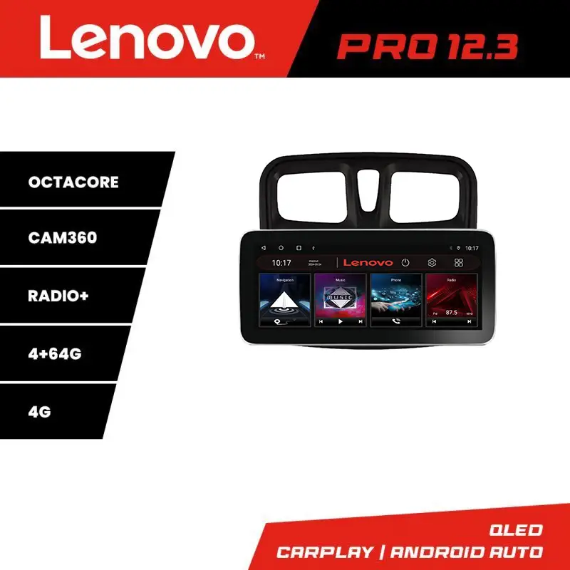 Navigație Dacia Sandero 2012-2020 Lenovo PRO 12.3 QLED 4G GPS 4+64GB Calitate înaltă