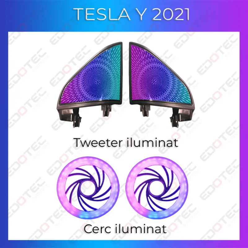 Cumpără online Lumini ambientale RGB pentru Tesla Model Y 2021 cu tweeter iluminat