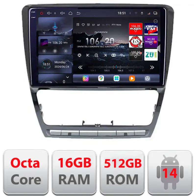 Preț promoțional Navigație Android Skoda Octavia 2 2005-2013 QLED 2K 16GB RAM 512GB