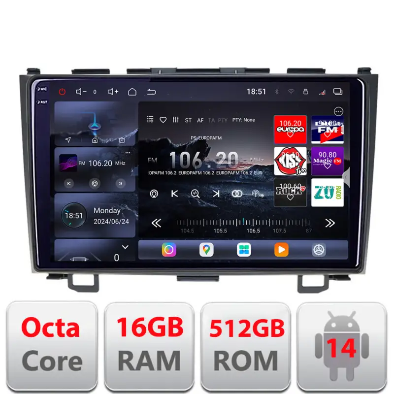 Discount Navigatie Android Honda CR-V 2006-2012 Edotec QLED 2K 16GB RAM 512GB