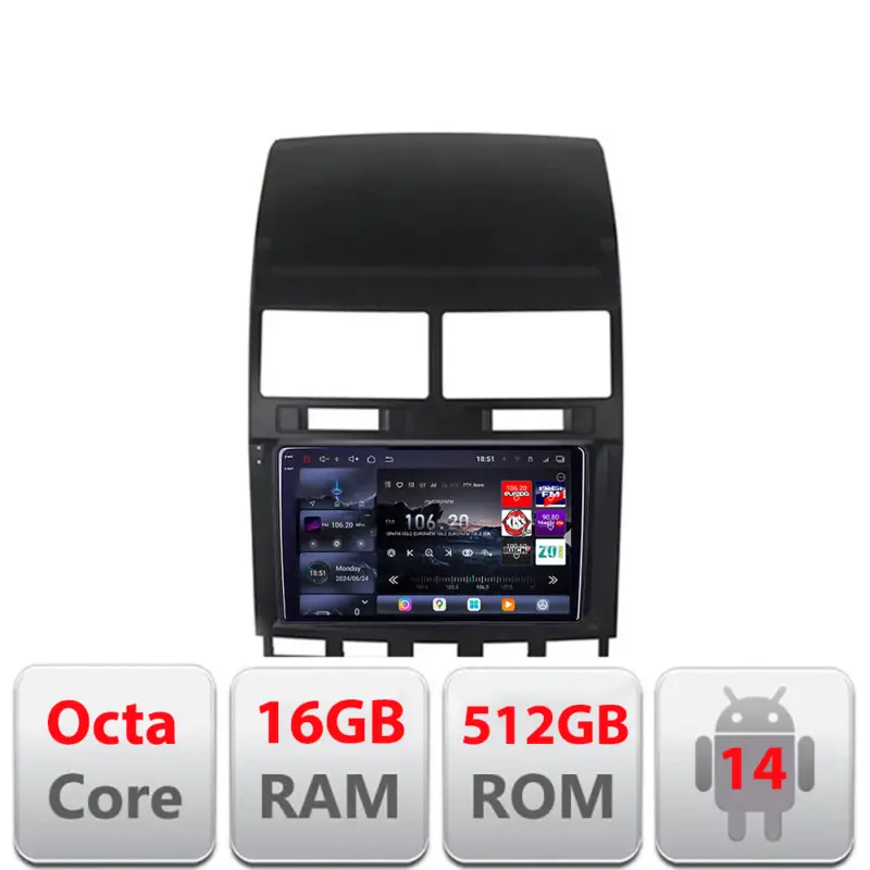Navigație Android VW Touareg 2004-2011 Edotec QLED 2K 16GB RAM 512GB Preferatul clienților