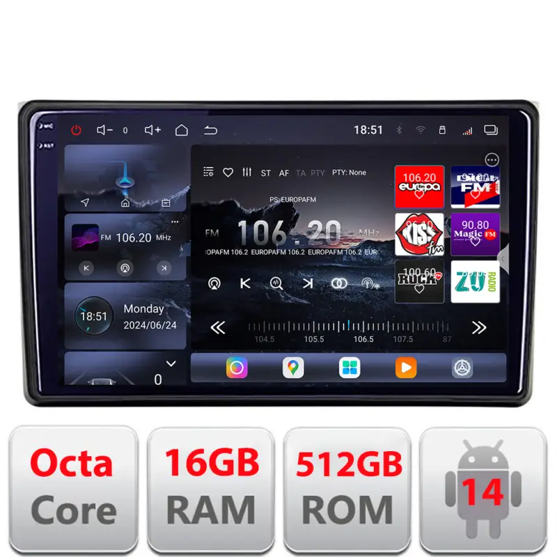 Doar azi Navigatie Android Audi A4 B6 B7 2001-2007 QLED 2K 16GB RAM 512GB