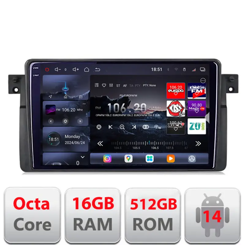 Retur ușor Navigatie BMW Seria 3 E46 1998-2005 QLED 2K Android 16+512GB