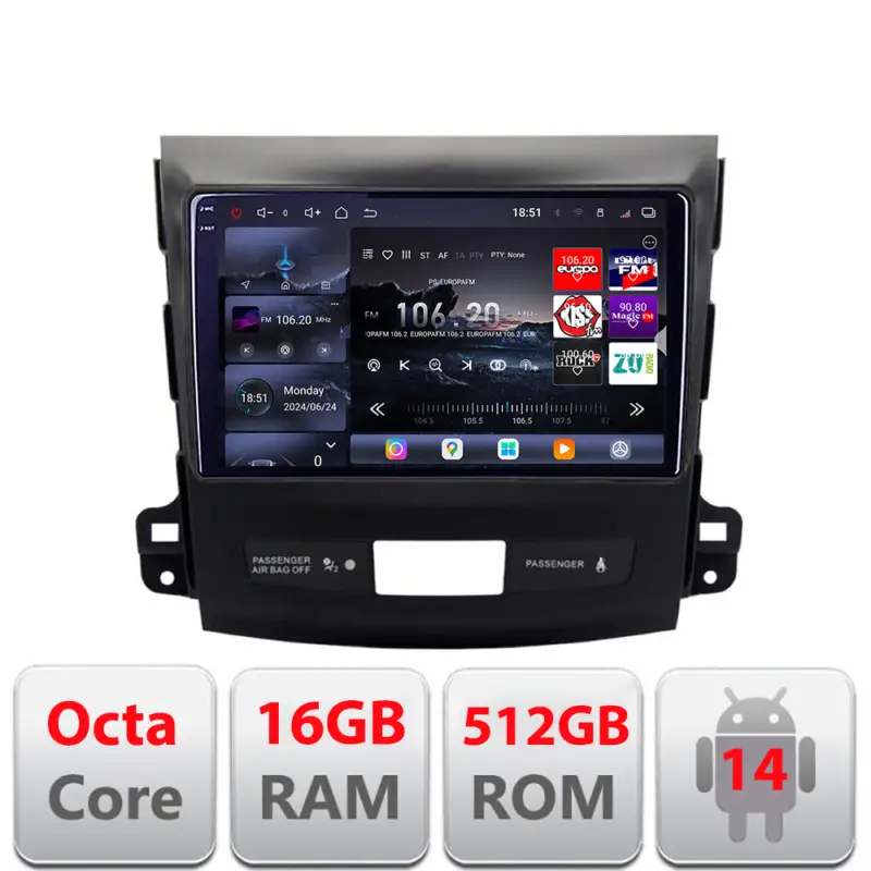 Navigație Android Mitsubishi Outlander 2006-2011 QLED 2K 16+512GB 360 Lichidare de stoc