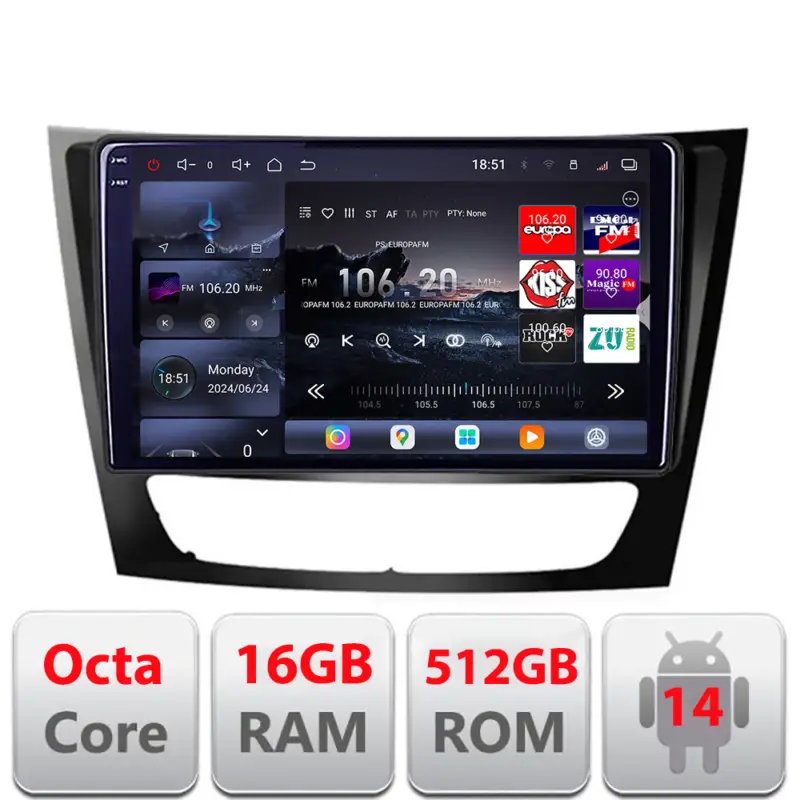 Ofertă Navigatie Android Mercedes W211 W219 QLED 2K 16+512GB Edotec
