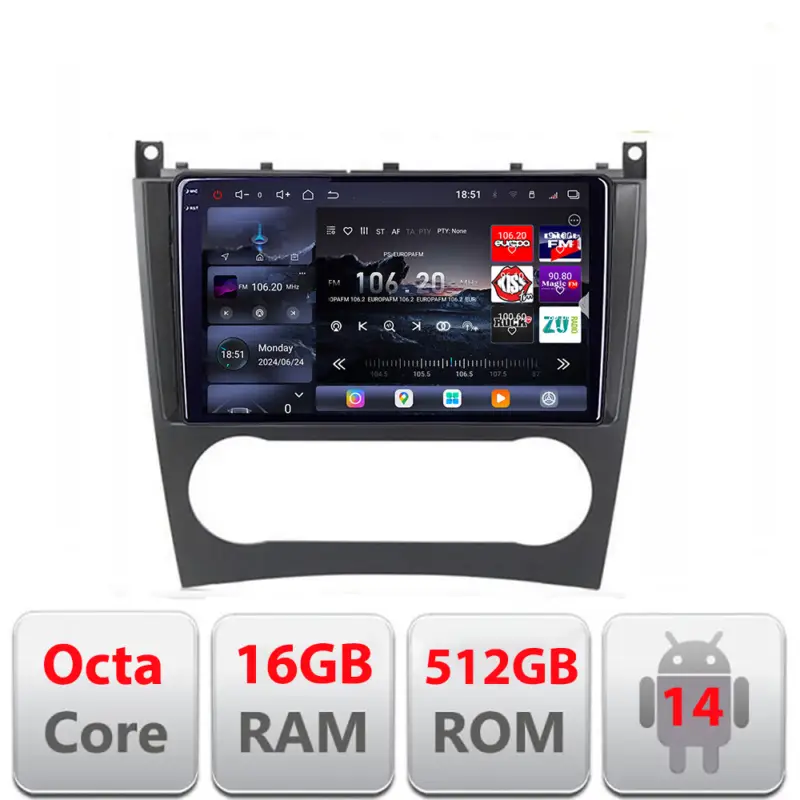 Reducere de preț Navigatie Android Mercedes Clasa C W203 facelift, QLED 2K, 16+512GB