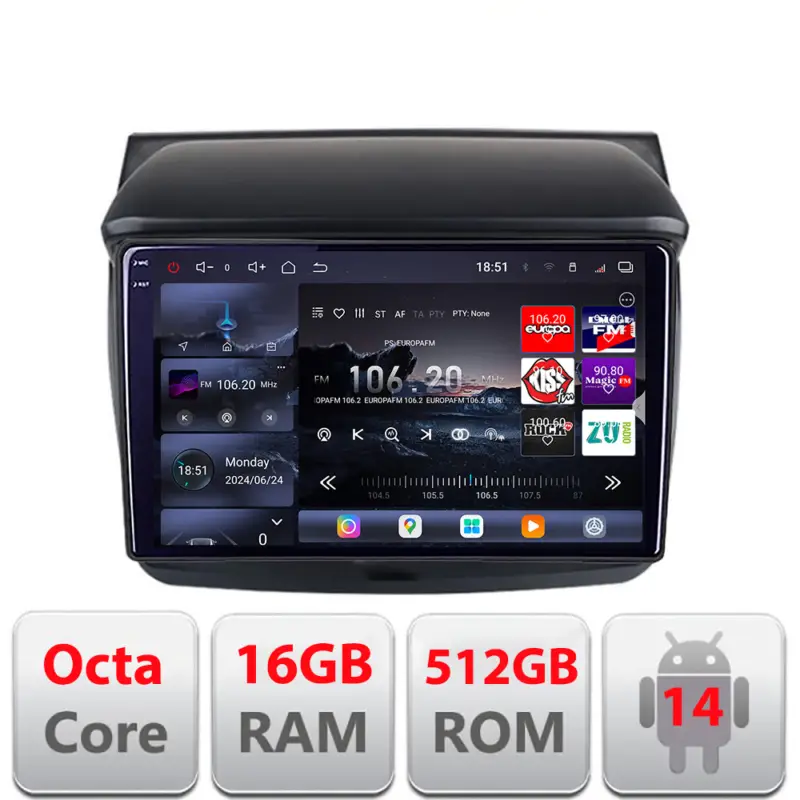 Navigație Android Mitsubishi L200 2006-2014 Edotec QLED 2K 16GB RAM 512GB Super ofertă