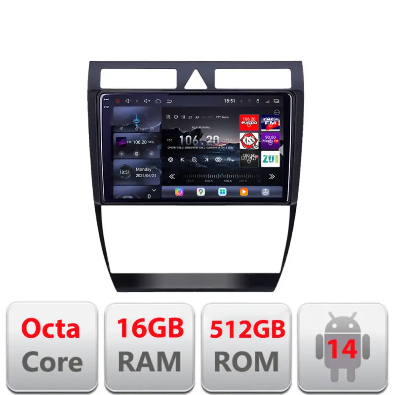Navigatie Audi A6 C5 1999-2004 Edotec QLED 2K 16GB RAM 512GB Android Livrare expres