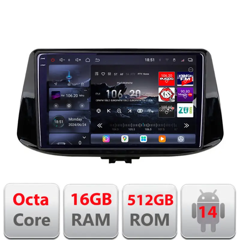 Promoție Navigatie Android Hyundai i30 2017+ Edotec QLED 2K 16GB RAM 512GB