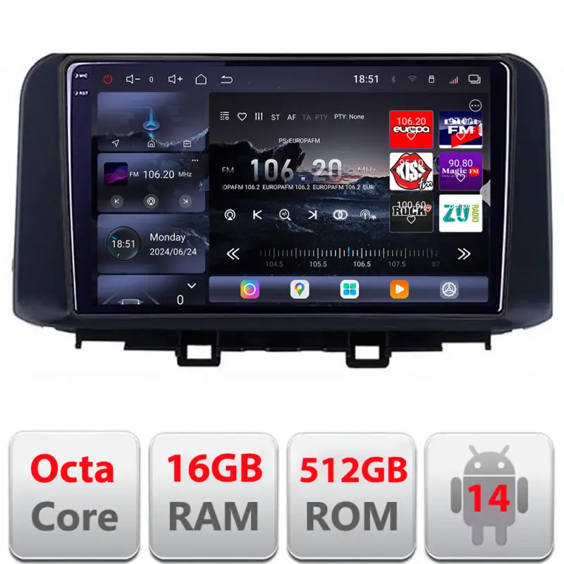 Navigatie Android Hyundai Kona 2017-2022 Edotec QLED 2K 16GB RAM 512GB Ofertă specială