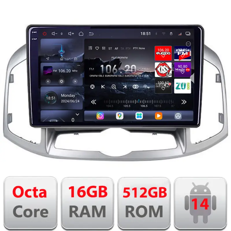 Premium Navigație Android Chevrolet Captiva 2012-2018 manuală, QLED 2K, 16GB+512GB