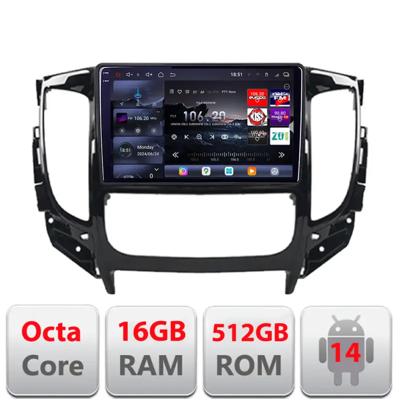 Transport gratuit Navigație Android Mitsubishi L200 2014-2020 QLED 2K, 16GB RAM, 512GB