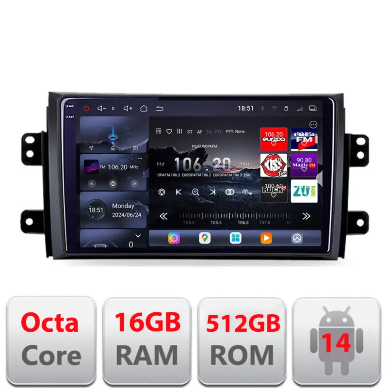 Plată sigură Navigație Android Suzuki SX4 2006-2013 Edotec QLED 2K, 16GB RAM, 512GB