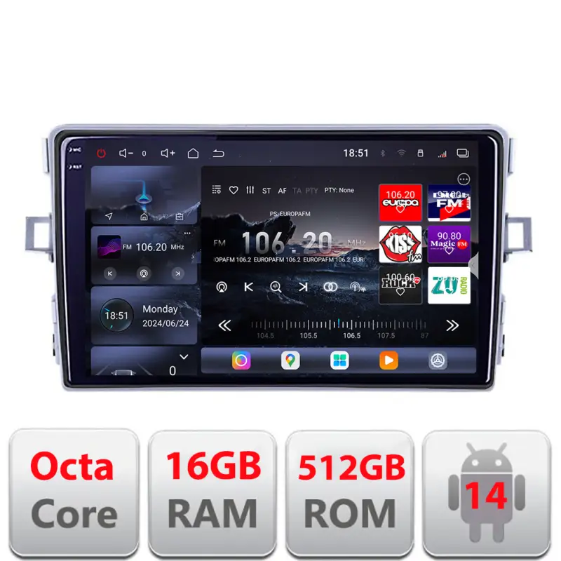 Preț mic Navigație Android Toyota Verso 2010-2016 Edotec QLED 2K 16GB+512GB