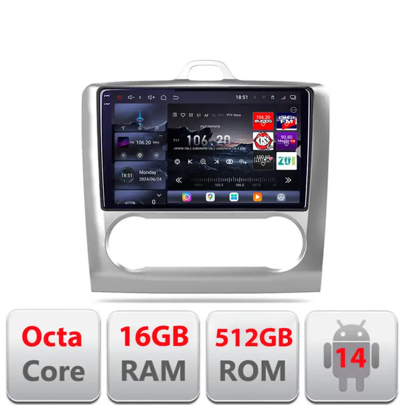 Navigatie Android Ford Focus 2 Clima Automata 2005-2010 QLED 2K 16GB+512GB Ieftin