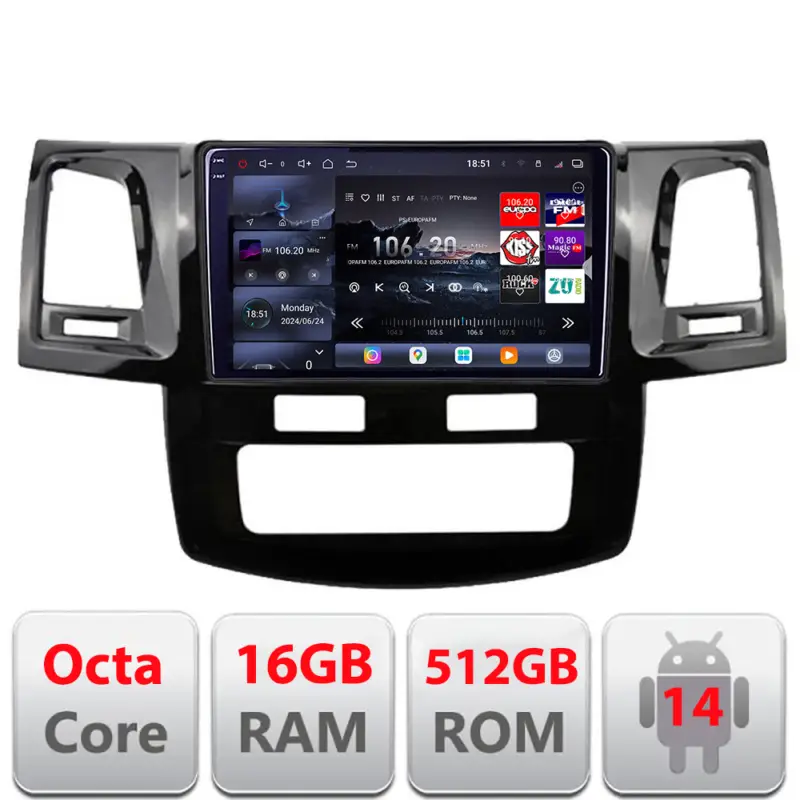 Livrare expres Navigație Toyota Hilux 2008-2014 Edotec QLED 2K, 16GB RAM, 512GB