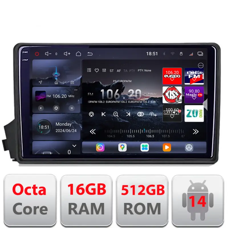 Retur ușor Navigatie Android Ssangyong Kyron Actyon 2005-2014 QLED 2K 16GB RAM 512GB