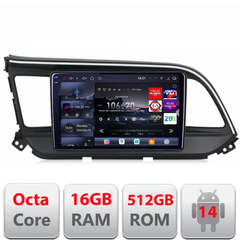 Navigatie Android Hyundai Elantra 2018+ Edotec QLED 2K 16GB RAM 512GB Bestseller