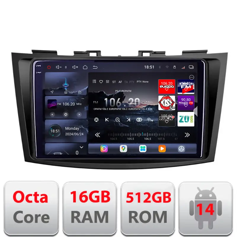 Livrare gratuită Navigație Android Suzuki Swift 2010-2017 Edotec QLED 2K 16GB+512GB