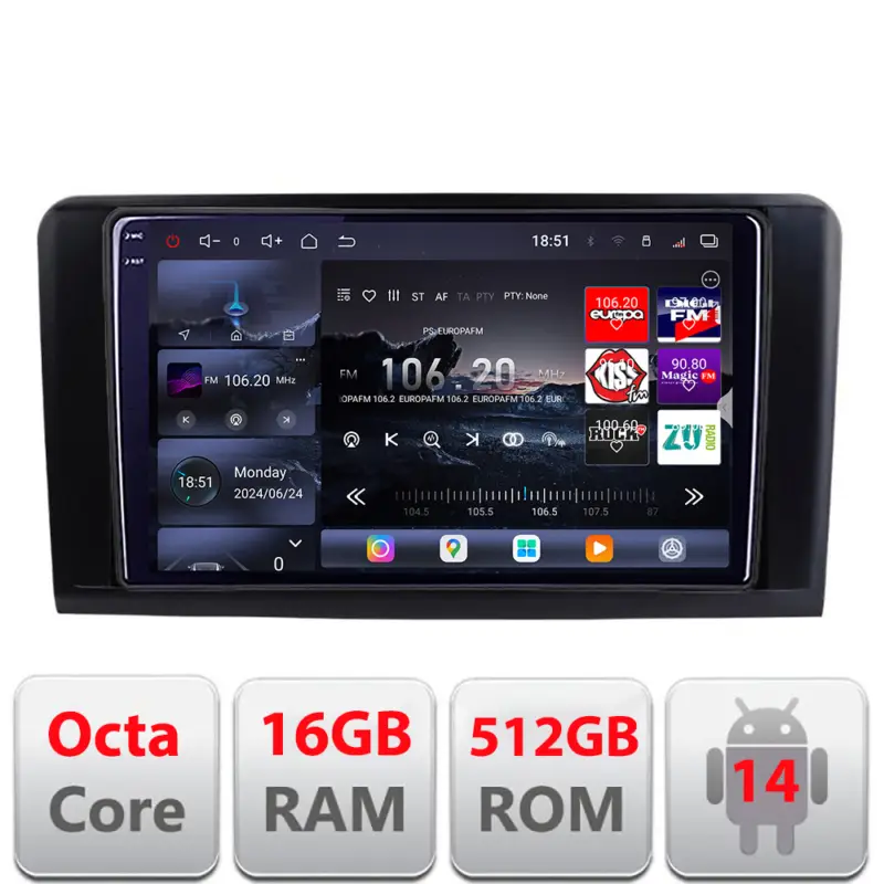 Expediere rapidă Navigație Android Mercedes ML GL 2005-2012 QLED 2K 16GB RAM 512GB