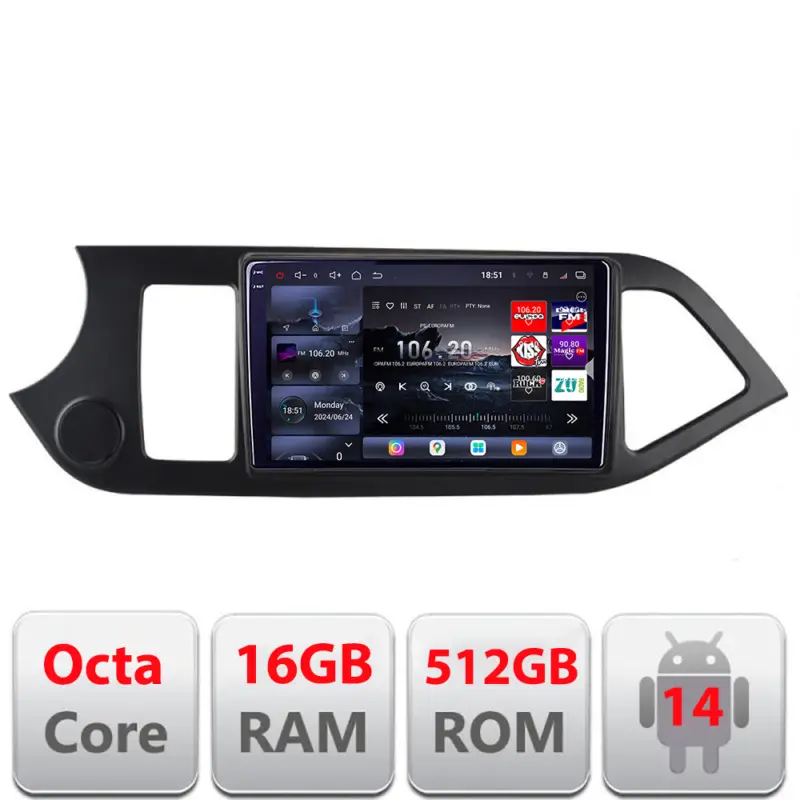 Navigație Android Kia Picanto 2011-2015 Edotec QLED 2K 16GB RAM 512GB Disponibil imediat