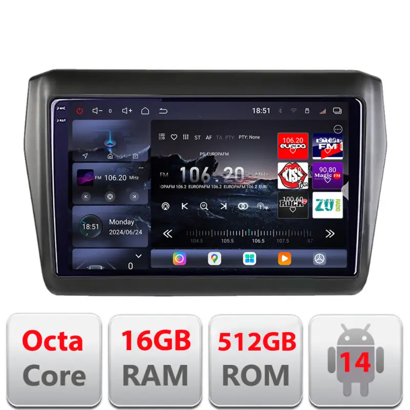 Navigație Android Suzuki Swift 2017+ Edotec QLED 2K, 16GB RAM, 512GB Ofertă limitată