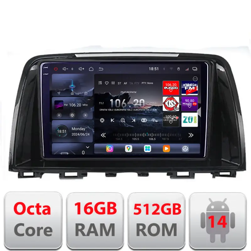 Navigatie Mazda 6 2013-2017 Edotec QLED 2K, 16GB RAM, 512GB, Android Livrare expres