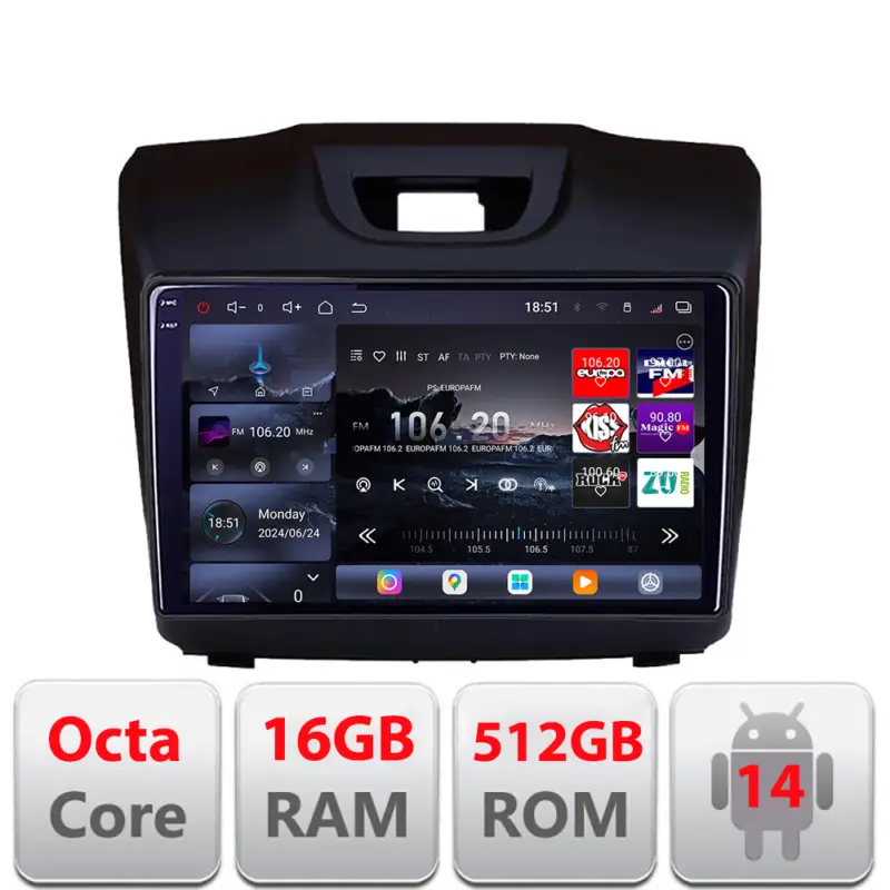 Livrare rapidă Navigatie Android Isuzu D-Max 2015+ Edotec QLED 2K 16GB RAM 512GB