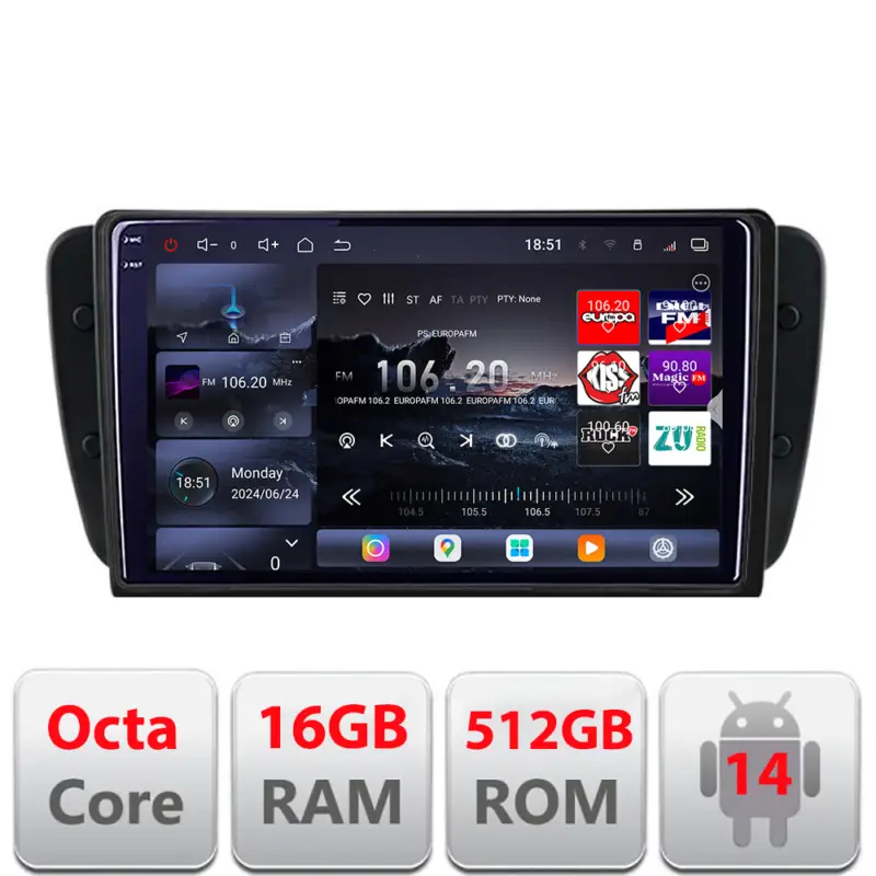 Navigație Android Seat Ibiza 2008-2014 Edotec QLED 2K 16GB RAM 512GB Popular