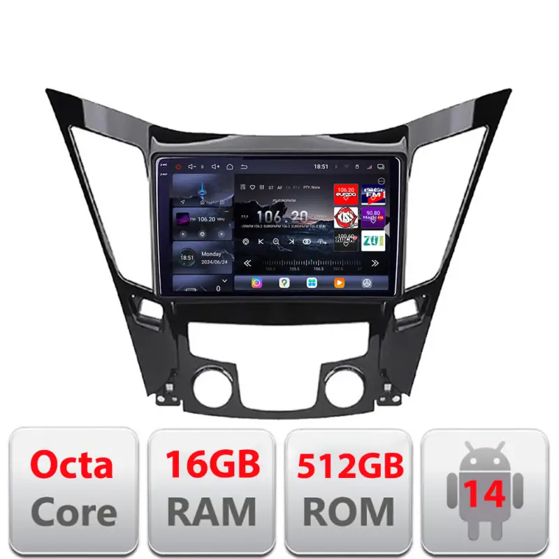 Navigație Android Hyundai Sonata 2011-2015 QLED 2K 16GB RAM 512GB 360 Plată sigură