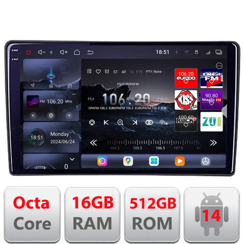 Transport gratuit Navigatie auto universala 2DIN QLED 2K, 8 nuclee, 16GB RAM, 512GB