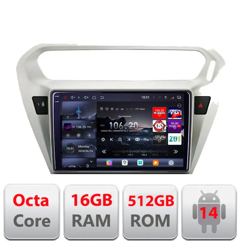 Navigatie Android Peugeot 301 si Citroen C-Elysee QLED 2K 16+512GB Retur gratuit