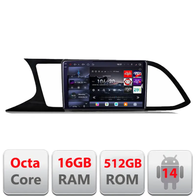 Lichidare de stoc Navigatie Android Seat Leon 2013-2019 Edotec 2K QLED 16+512GB