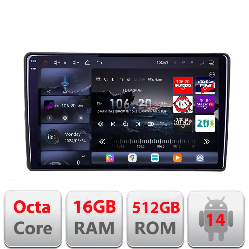 Bestseller Navigație Android Peugeot 307 2001-2008 QLED 2K 16GB+512GB Edotec