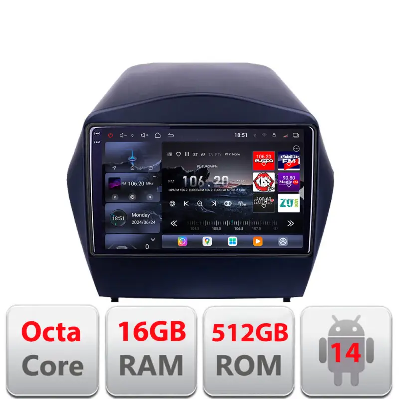 Ofertă specială Navigație Hyundai IX35 2011+ Edotec QLED 2K, 16GB RAM, 512GB, 360