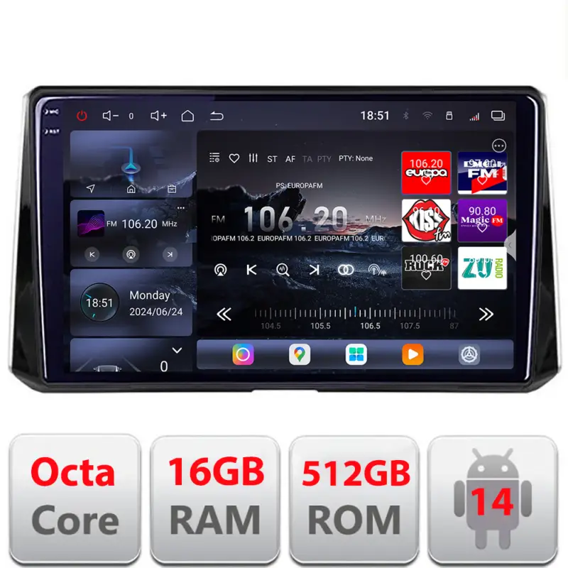 Nu rata Navigație Toyota Corolla/Auris 2018+ QLED 2K, 16GB RAM, 512GB, Android