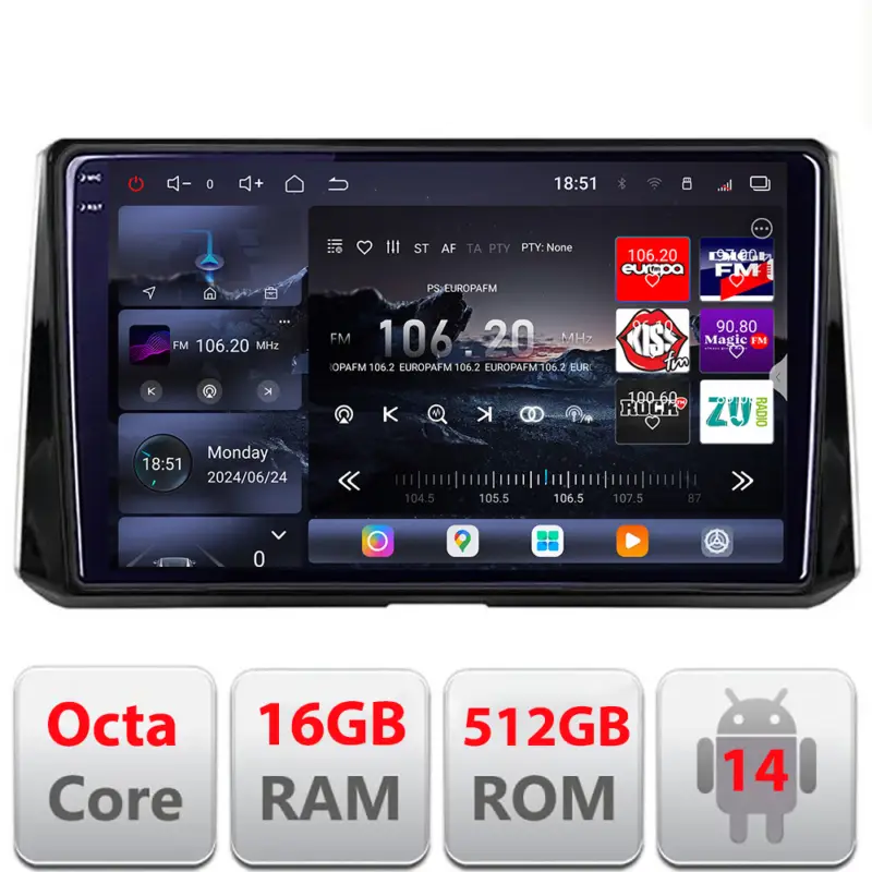 Navigație Toyota Corolla 2019+ Edotec QLED 2K, 16GB RAM, 512GB, 360 Discount