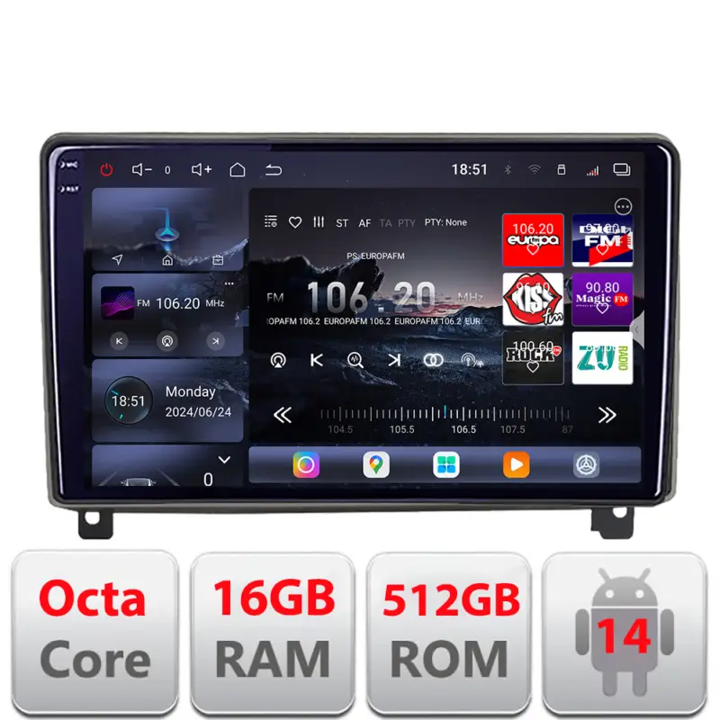 Plată securizată Navigație Android Peugeot 407 2004-2011 QLED 2K, 16GB RAM, 512GB, 360