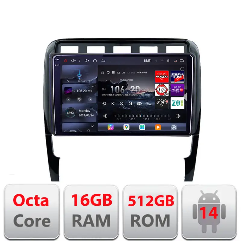 Cel mai vândut Navigație Android Porsche Cayenne 2002-2011 QLED 2K 16GB+512GB