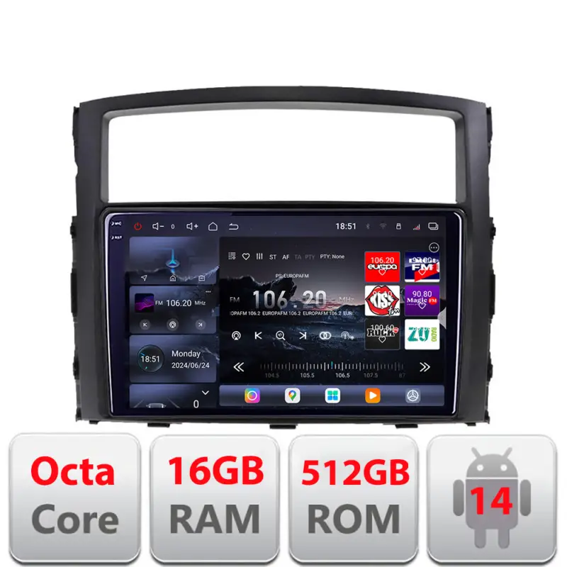 Livrare rapidă Navigatie Android Mitsubishi Pajero 2006-2018 QLED 2K 16GB RAM 512GB