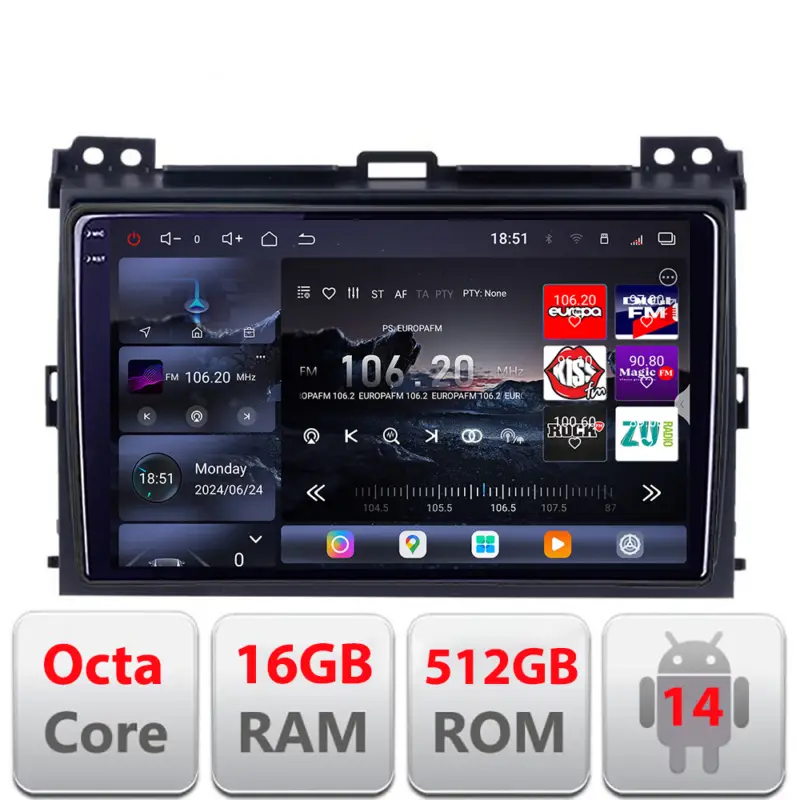 Noutate Navigație Toyota Prado 2004-2009 Edotec QLED 2K, 16GB RAM, 512GB