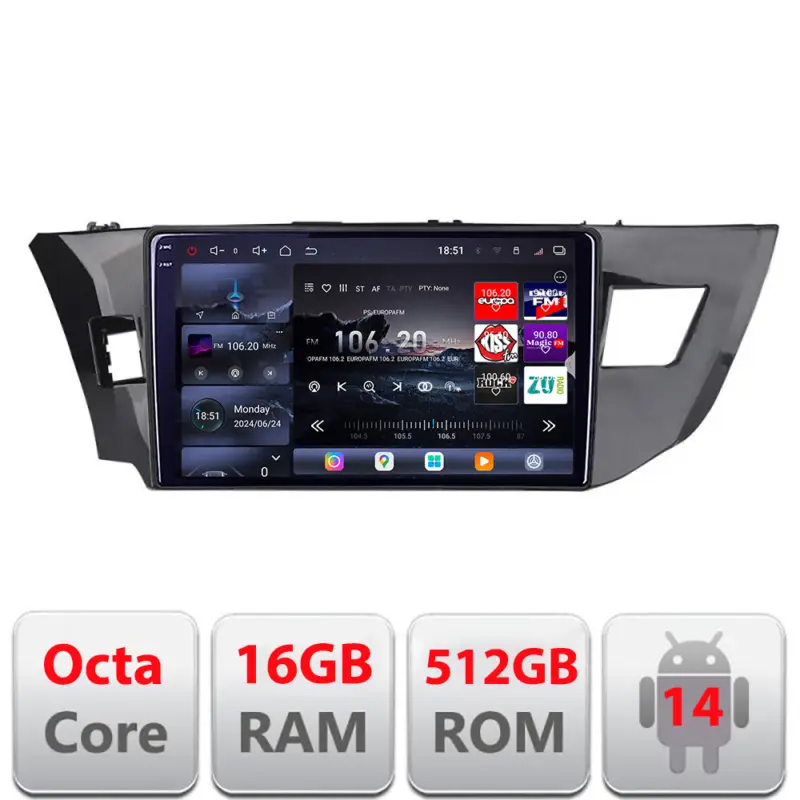 Navigatie Toyota Corolla 2013-2017 Edotec QLED 2K, 16GB RAM, 512GB Cel mai bun preț