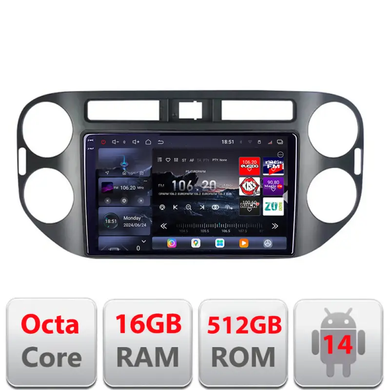 Bestseller Navigatie Android VW Tiguan si Golf Plus 2012-2016 QLED 2K 16+512GB