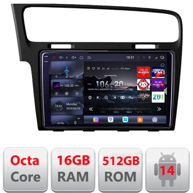 Mai ieftin Navigatie Android VW Golf 7 2013-2020 Edotec QLED 2K 16GB RAM 512GB